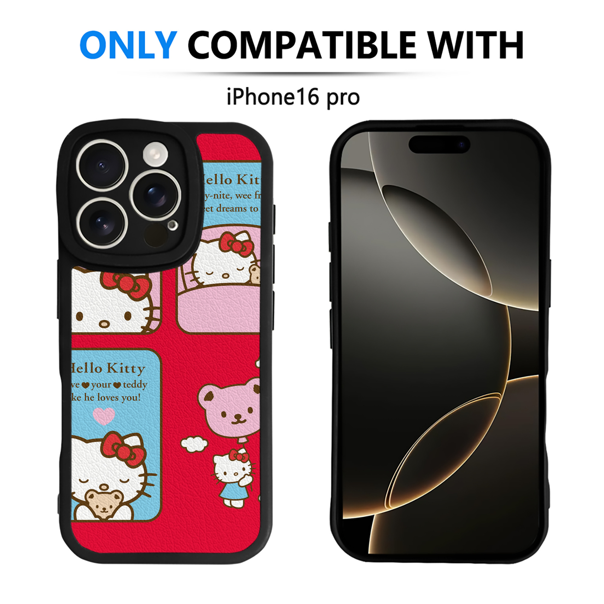 （画像用） Hello Kitty ハローキティ 【iPhone 16シリーズ対応】シリコンスマホケース（レザー調） 材質：シリコン